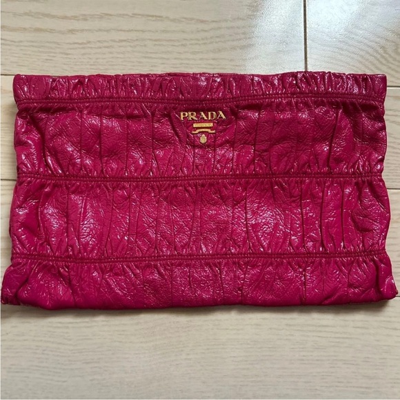 Prada Handbags - Prada Pink Leather Clutch